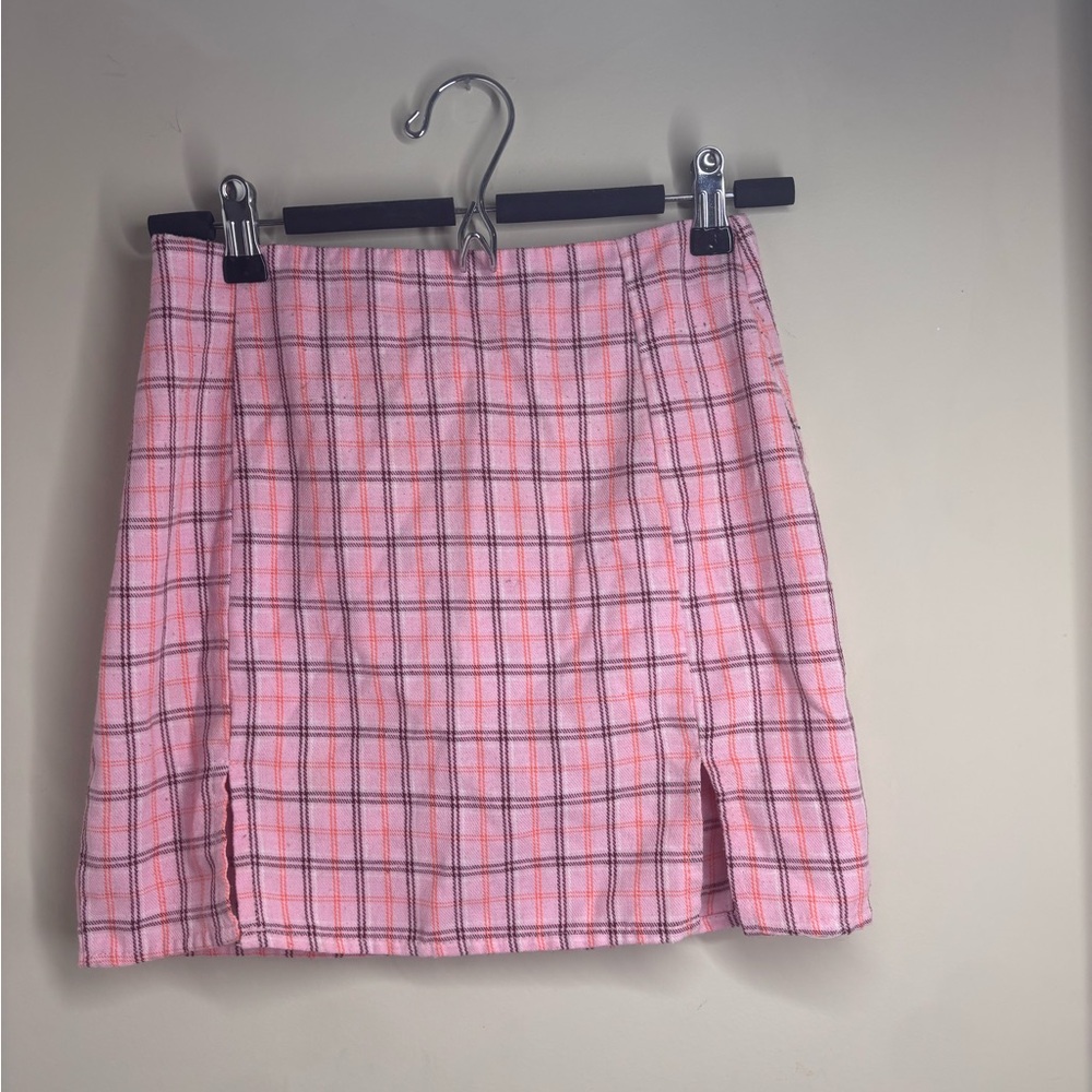 H&M Pink Checkered Pencil Skirt